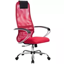 Кресло руководителя Метта SU-BK-8 CH ткань-сетка красная №22 спинка-сетка топ-ган (101/003 131/003)