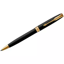 Ручка шариковая Parker "Sonnet Matte Black GT" черная, 1,0 мм, поворот. подарочная упаковка