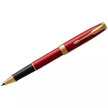 Ручка-роллер Parker "Sonnet Intense Red Lacquer GT" черная, 0,8 мм. подарочная упаковка