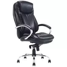 Кресло руководителя Helmi HL-ES07 "Resolution" повыш. прочн. экокожа черн, мультибл, хром, до 150 кг.