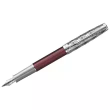 Ручка перьевая Parker "Sonnet Metal & Red Lacquer CT" черная 08 мм. подарочная упаковка