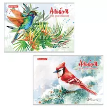 Альбом для рисования А4 24 л. скоба обложка картон Brauberg 202х285 мм. "Райские птички"