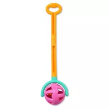 Детская игрушка каталка с ручкой "Шарик" (желто-фиолетовая)
