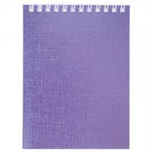 Блокнот А6 40 листов на гребне Hatber "Metallic. Фиолетовый" бумвинил