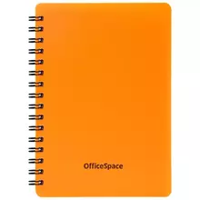 Записная книжка А6 60 листов на гребне OfficeSpace "Neon" оранжевая пластиковая обложка