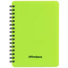 Записная книжка А6 60 листов на гребне OfficeSpace "Neon" салатовая пластиковая обложка