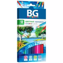 Карандаши цветные BG "Wonderland" 12 цветов шестигранные пластиковые 3 мм.