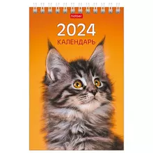 Календарь-домик настольный на гребне на 2024 г. 105х160 мм. вертикальный, "МУРчат Коты", Hatber