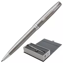 Ручка шариковая Parker "Sonnet Core Stainless Steel CT", корпус серебристый, палладиевые детали, черная