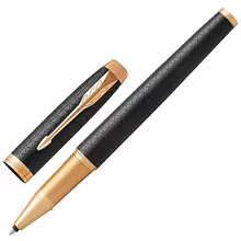 Ручка-роллер Parker "IM Premium Black GT" корпус черный матовый с гравировкой позолоченные детали черная