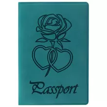 Обложка для паспорта Staff бархатный полиуретан "Роза" темно-бирюзовая