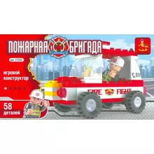 Конструктор Пластмассовый Пожарный Маш BOX 16,5*4,5*9,5 см 58 деталей