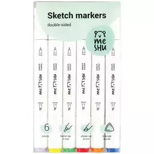 Набор маркеров для скетчинга Meshu 6 цветов основные цвета
