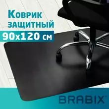 Коврик защитный напольный BRABIX, полипропилен, 90х120 см. черный, толщина 1,5 мм.