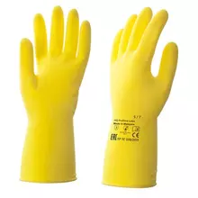 Перчатки латексные КЩС, прочные, хлопковое напыление, размер 7 S, малый, желтые, HQ Profiline