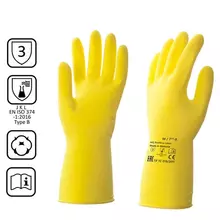 Перчатки латексные КЩС, прочные, хлопковое напыление, размер 7,5-8 M, средний, желтые, HQ Profiline