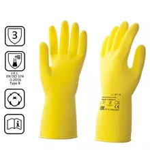 Перчатки латексные КЩС, прочные, хлопковое напыление, размер 8,5-9 L, большой, желтые, HQ Profiline