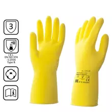 Перчатки латексные КЩС прочные хлопковое напыление размер 95-10 XL очень большой желтые HQ Profiline