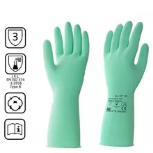 Перчатки латексные КЩС прочные хлопковое напыление размер 95-10 XL очень большой зеленые HQ Profiline