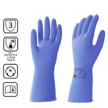 Перчатки латексные КЩС прочные хлопковое напыление размер 7 S малый синие HQ Profiline