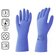Перчатки латексные КЩС, прочные, хлопковое напыление, размер 7,5-8 M, средний, синие, HQ Profiline
