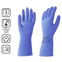 Перчатки латексные КЩС, прочные, хлопковое напыление, размер 8,5-9 L, большой, синие, HQ Profiline