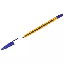 Ручка шариковая СТАММ "111" синяя, 1,0 мм. тонированный оранжевый корпус