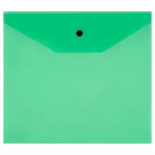 Папка-конверт на кнопке СТАММ А5+, 120 мкм. пластик, прозрачная, зеленая