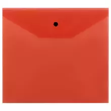Папка-конверт на кнопке СТАММ А5+, 120 мкм. пластик, прозрачная, красная