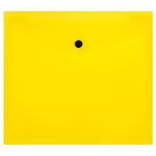 Папка-конверт на кнопке СТАММ А5+, 150 мкм. пластик, прозрачная, желтая
