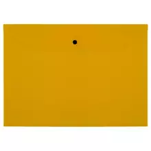 Папка-конверт на кнопке СТАММ А4, 120 мкм. пластик, прозрачная, желтая