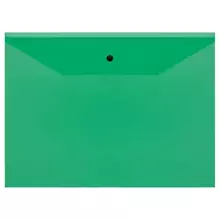 Папка-конверт на кнопке СТАММ А4, 120 мкм. пластик, прозрачная, зеленая