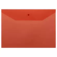 Папка-конверт на кнопке СТАММ А4, 120 мкм. пластик, прозрачная, красная