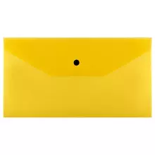 Папка-конверт на кнопке СТАММ С6+, 150 мкм. пластик, прозрачная, желтая