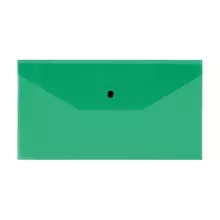 Папка-конверт на кнопке СТАММ С6+, 150мкм, пластик, прозрачная, зеленая