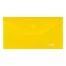 Папка-конверт на кнопке СТАММ С6, 180 мкм. пластик, прозрачная, желтая