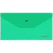 Папка-конверт на кнопке СТАММ С6, 180 мкм. пластик, прозрачная, зеленая