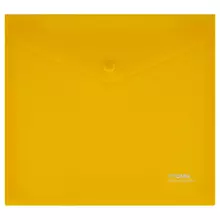 Папка-конверт на кнопке СТАММ А5+, 180 мкм. пластик, прозрачная, желтая