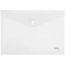 Папка-конверт на кнопке СТАММ А4 180 мкм. пластик прозрачная