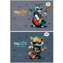 Тетрадь для нот 24 л. А5, на гребне BG "Musical cats", выборочный УФ-лак, справочная информация, (гориз.) 