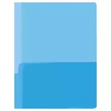 Папка-уголок OfficeSpace А4, 180 мкм. 2 внутренних кармана, прозрачная синяя