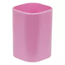 Подставка-стакан СТАММ "Фаворит" пластиковая квадратная розовая