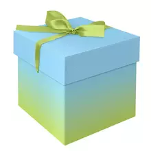 Коробка складная подарочная MESHU "Duotone. Blue-Green gradient" (15*15*15 см.) с лентой