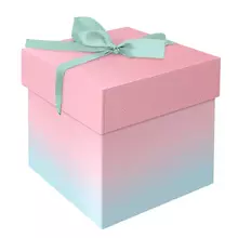 Коробка складная подарочная MESHU "Duotone. Mint-Pink gradient" (15*15*15 см.) с лентой