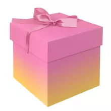 Коробка складная подарочная MESHU "Duotone. Pink-Orange gradient" (15*15*15 см.) с лентой