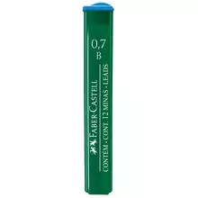 Грифели для механических карандашей Faber-Castell "Polymer", 12шт., 0,7мм, B