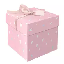 Коробка складная подарочная MESHU "Hearts" (15*15*15 см.) с лентой отд.фольгой