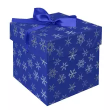Коробка складная подарочная MESHU "Snowflakes" (15*15*15 см.) с лентой отд.фольгой