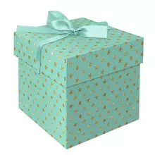 Коробка складная подарочная MESHU "Stars" (15*15*15 см.) с лентой отд. блестками