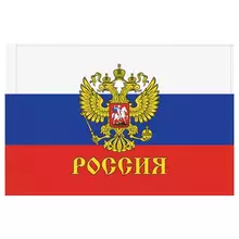 Флаг РФ с гербом 90*135 см. пакет с европодвесом